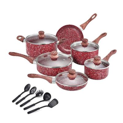 China Sustainable High Quality Pan Die Cast Cookware Non Marbling Stick Cookware Set Cooking Pot for sale