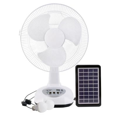 China Fold Yes Portable12inch Rechargeable Solar Table DC USB Charging Desk Fan With Led Light for sale