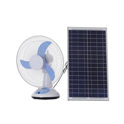 China Yes Fold PortableSolar DC 12V 16 Inch Table Solar Charging Desktop Oscillating Fan With Led Lights for sale