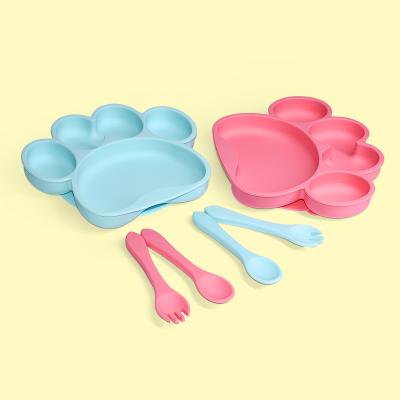 China Wholesale Soft Food Grade Soft Silicone Legenday Feeding Dish Set Cute Baby Suction Food Dining Dish for sale