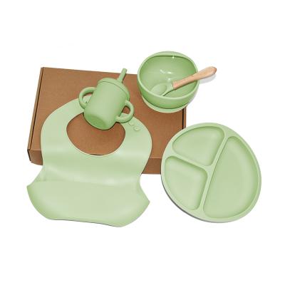 China Shenzhen Legenday Low Moq Amazon BPA Free Sales Eco Baby Bib Dish Silicone Free Hot Baby Feeding Set 5Pcs for sale