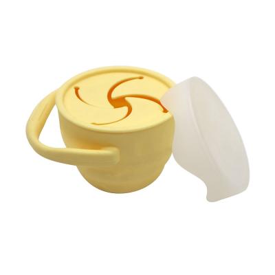 China BPA Free Custom Soft Baby Learning Handle Silicone Toddlers Silicone Folding Snack Cup With Lids for sale