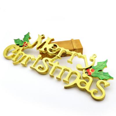 China PVC Wholesale Price Nice Fashion Popular Party Decoration Supplier Metal Merry Christmas Letter for sale