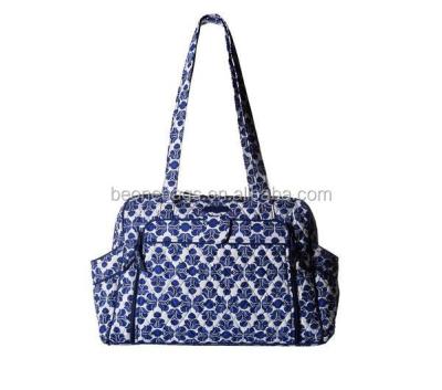 China Eco-friendly OEM Manufacturing Laminated Fabric Cotton Quilted Baby Diaper Bags for sale