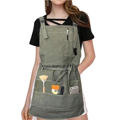 China Eco-Friendly Artist Apron Gardening Canvas Apron With 10 Pockets for sale