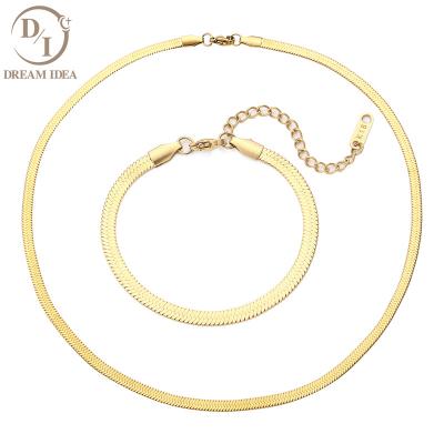 China New Fashion Style Design 18K Gold Plated Herryingbone Chain Necklace Stainless Steel Snake Chain Necklace for sale