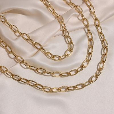 China 2021 Minimalist Minimalist Long Non Tarnish Jewelry Necklace 18K Gold Stainless Steel Choker Splicing Necklace for sale