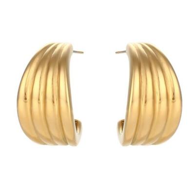 China Minimal Luxury Fine Jewelry Non Tarnish Stainless Steel Earring 18K Gold Multi Layer Thick Circle Earrings for sale