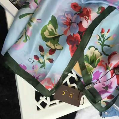 China Wholesale Long Silk Scarves 180*90 Designer Floral Printed Silk Scarf for sale