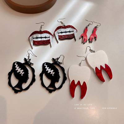 China Fashionable Funny Magical Ear Hooks Witch Lips Teeth Fun Halloween Fun Ear Hook Earrings Female Ear Hook Earrings for sale