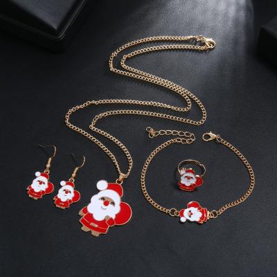 China Other Cute New Santa Tree Christmas Snowflake Elk Bell Snowman Series Christmas Set Stud Earrings Necklace Bracelet Fashion Festival for sale