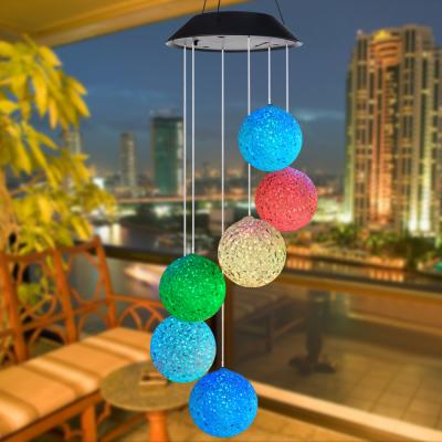 China Amazon Eco-Friendly Best-Selling Solar Wind Chimes Colorful Outdoor LED Crystal Ball Wind Chimes Solar Ball Wind Chimes for sale