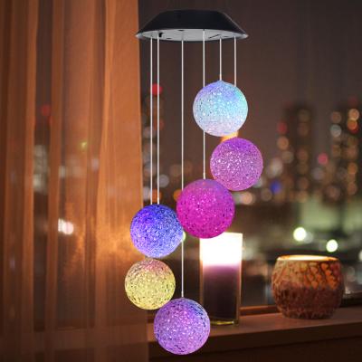 China Eco-Friendly Amazon LED Solar Wind Chimes Crystal Ball Wind Chimes Outdoor Solar Colorful Wind Chimes for sale