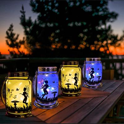 China 2 Pcs LED Solar Garden Light Fairy Mason Jar Light Waterproof Glass String Light Outdoor Hanging Christmas Decoration for sale