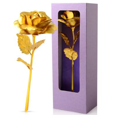 China Amazon 24K Gold Rose Flower Simulation Flower Valentine's Day New Year Wedding Anniversary Automotive Bestselling Creative Gift for sale