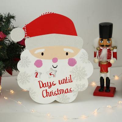 China MDF READY TO SHIP Wooden Advent Calendar Christmas Santa Hanging Decoration for sale