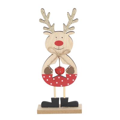 China Christmas indoor wooden reindeer decoration festival table decoration 22cmH for home decoration for sale