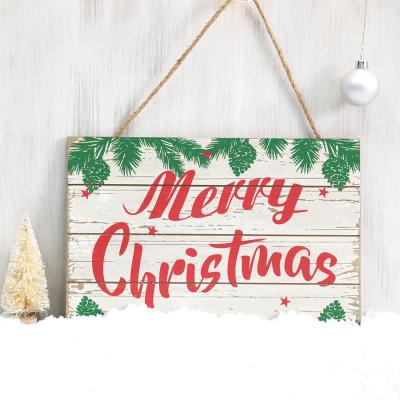 China Handmade Merry Christmas Ornaments Panel Wooden Wall Plaque Hanging Wooden Signs For Home Festival Wall Garden Decoration for sale