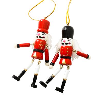 China Environmentally Friendly Christmas Wooden Nutcracker Decoration Christmas Ornament Hanging Home Decoration 2 PCS Assortment for sale