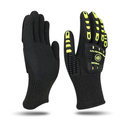 China Sandy Nitrile Coated Oilfield Cut Touch Screen Ressitant Anti Vibration Shock TPR Gloves High Impact Mechanic Cut Glove for sale