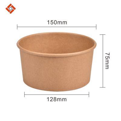 China Recycled Materials Take Out Broth Salad Soup Cup Wrapping Paper Bowl Paper Container For Food With Lid for sale