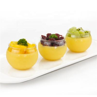 China PS Viable Clear Plastic Small Dessert Mango Frozen Yogurt Jelly Round Cup With Lid for sale