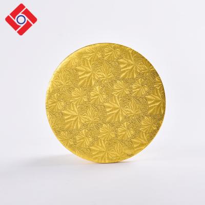 China Recycled Decorative Golden Yellow Cardboard Cakeboard , Disposable Large Custom Cake Pads for sale