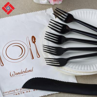 China Eco-Friendly Mini Plastic Ps Two-Prong Long Handle Dinner Disposable Biodegradable Stocked Disposable Dessert Spoon And Fork for sale