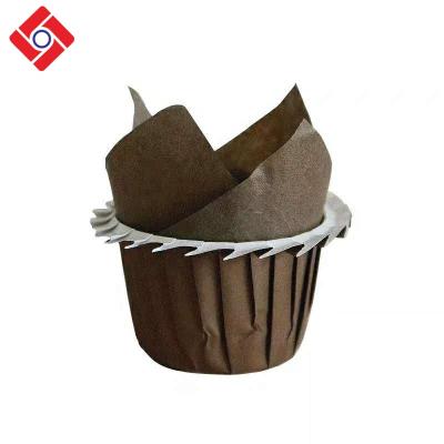 China Brown Tulip Cup Cake Muffin Baking Materials Repurposed Disposable Paper Cups, Tulip Cupcake Liners for sale