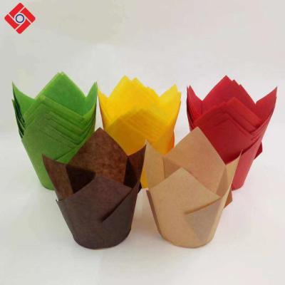 China High Temperature Disposable Decorative Tulip Muffin Case, Paper Cupcake Tulip Liners for sale