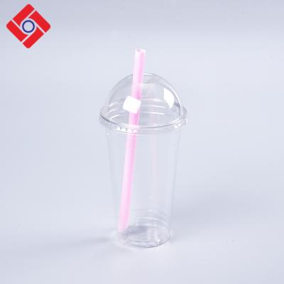 China Disposable Eco-Friendly Stocked Biodegradable Clear Cold Tea Coffee Milk Boba Drinking Disposable Plastic Cup With Lid for sale