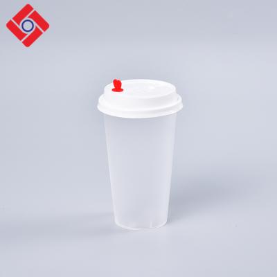 China Viable Custom Translucent Plastic Tea Novelty Cold Drinks Cup Boba With Heart Shape Cap for sale