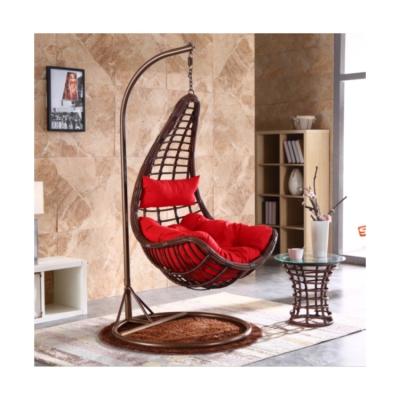 China Modern Outdoor Garden Balcony Moon Shape Hanging Chairs Wicker Rattan Seat Swing Chair for sale