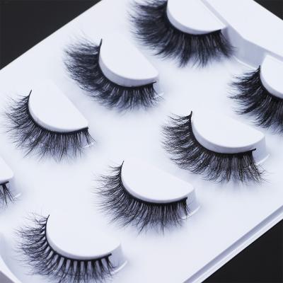 China Popular natural soft eyelash your own brand invisible clear strip 4 pair 3d silk strip false eyelashes for sale