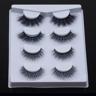 China Natural Soft Eyelash Customized Packaging Synthetic 4 Pairs 3D Faux Mink Lashes Silk False Eyelashes for sale