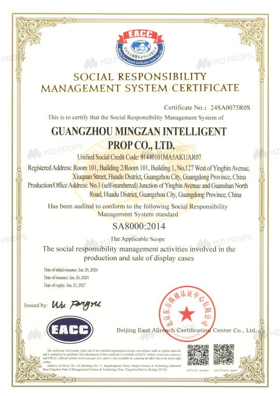 SA8000:2014 - Guangzhou Mingzan Intelligent Prop Co., Ltd.