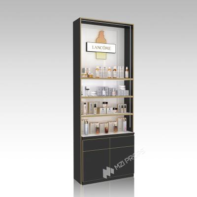 China DYaS-VK-3 Skincare Display Cabinet with 40mm Acrylic Lightbox and Gold Edging for sale