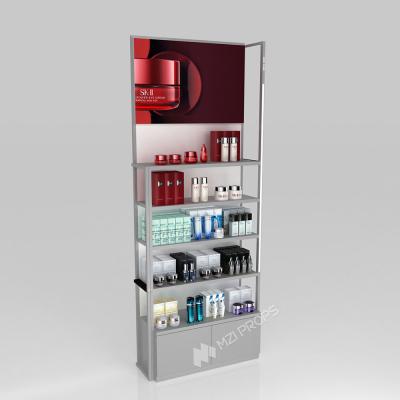 China GDR02-BG06 Right Illuminated Skincare Display Cabinet with 60mm Soft Film Light Box and Laser Engraved Brand Logo for Fashion Boutiques for sale