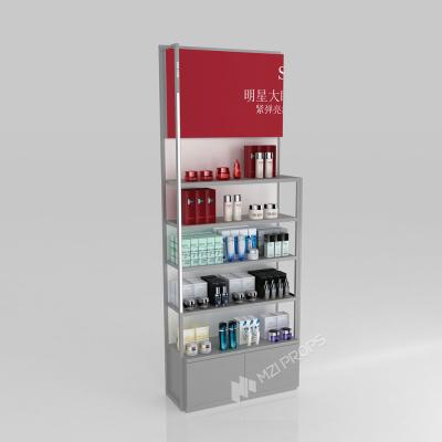 China GDR02-BG05 Left Illuminated Skincare Display Cabinet with Multi-Purpose Storage and Modern Style for Department Stores for sale