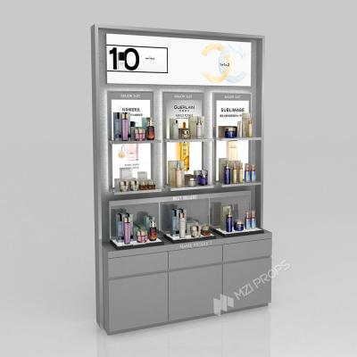 China GDR02-BG03 Skincare Display Cabinet with 60mm Soft Film Light Box and Milky White Organic Material for Cosmetic Stores for sale