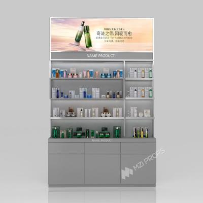 China GDR02-BG01 Skincare Display Cabinet with LED Strip Lights and White Glass for Department Stores for sale