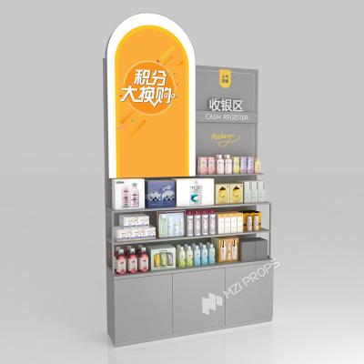 China GDR09-YB02 Retail Display Counter with 80mm Soft Film Light Box and Acrylic Letters for Mall Booths for sale