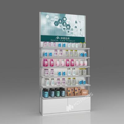 China JYaS-YB-01 Professional Medical Style Health Supplement Cabinet with White Over-oiled Board and Aluminum Price Tag Slot for sale