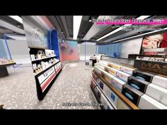 tjis-b2 shiny silver wallpaper skincare display cabinet with 40mm light box