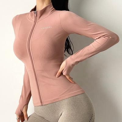 China Nylon Breathable Spandex Tracksuits Women Gym Jacket Activewear Girls Seamless Sports Jacket For Women Training Women Cardio Jacket for sale