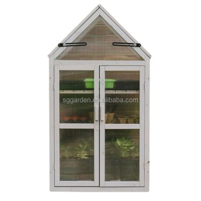 China New Design Mini Garden Balcony Wooden Greenhouse Easily Assembled Polycarbonate Grow House for sale