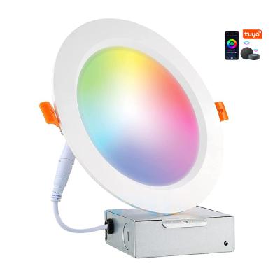 China 6 Inch 12W WiFi APP Voice Control Modern Decorative Indoor Lighting Alexa Google Home 5CCT 3000K-6500K RGB Led Smart Slim Recessed Panel Down Light for sale