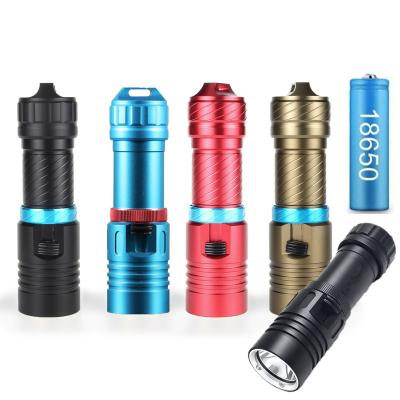 China Dropshipping 18650 Battery Scuba Torch Light Scuba LED Underwater Torch Rechargeable Diving Flashlight Camping for sale