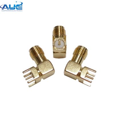 China Right Angle PCB SMA Female Connector SMA Female 90 Degree PCB Mount for sale