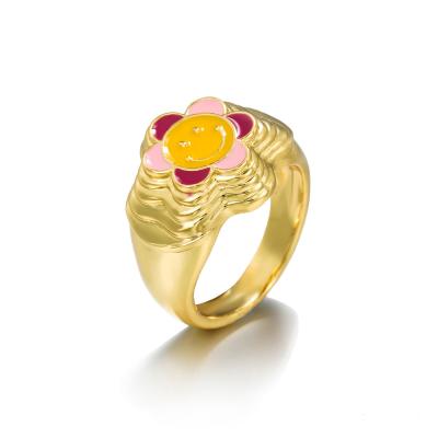 China Latest Design CLASSIC Brass Ring Gold Plated Ring 18k Enamel Rings Fine Jewelry for sale